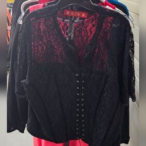 MXM Black Lace-Up Blouse